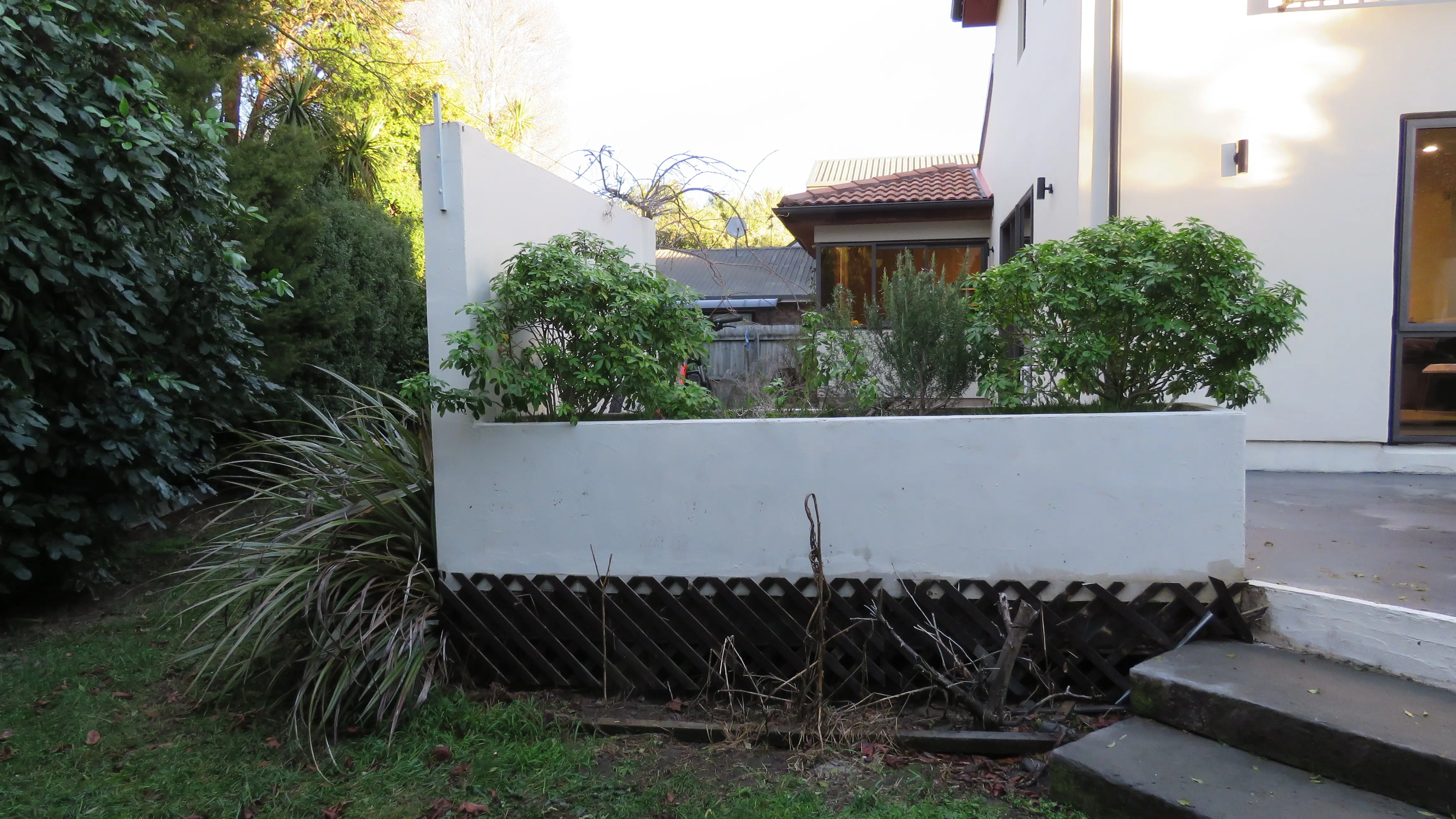 Courtyard & planter wall clean, after professional exterior cleaning in Canterbury