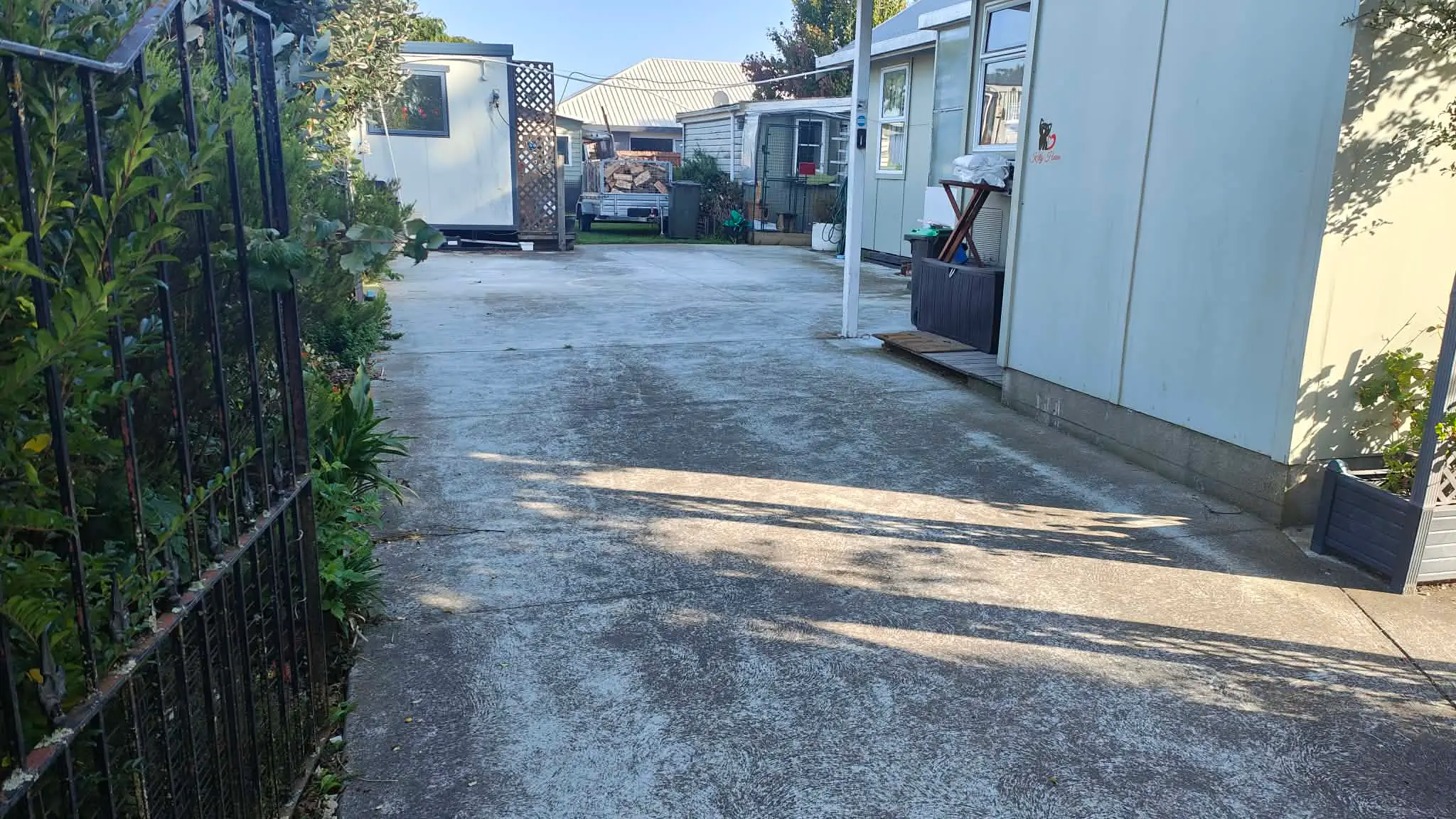 Concrete driveway clean, Christchurch, before professional exterior cleaning